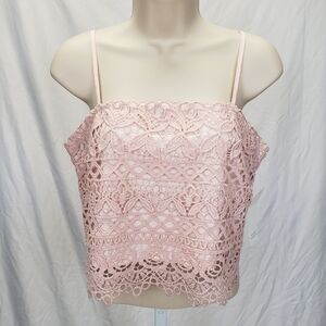 Tobi Lace Crochet Crop Top Blush size medium NEW